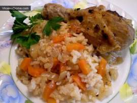 Куриные ножки с рисом и овощами